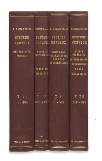 RAMÓN Y CAJAL, SANTIAGO. Histologie du Système Nerveux de lHomme & des Vertèbres.  2 vols. in 4.  1909